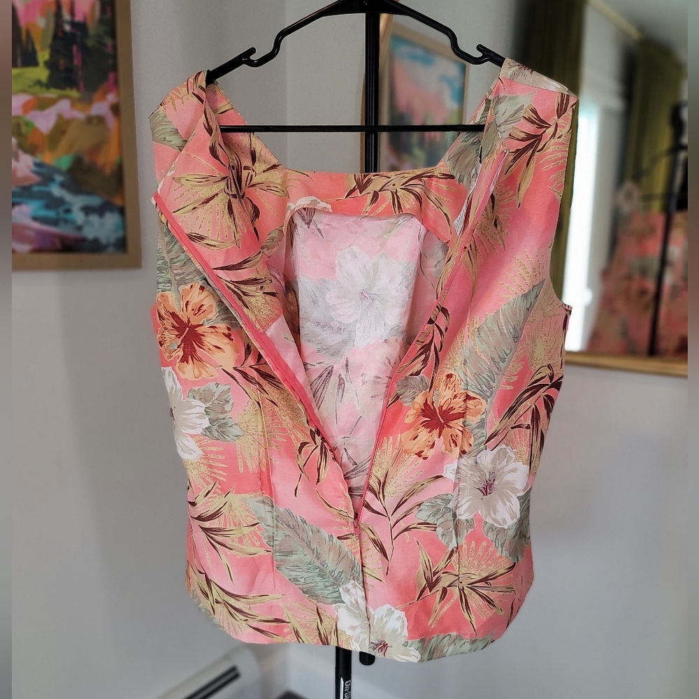 Dress Barn Floral Full Back Zip Top Size 14W - Picture 4 of 9
